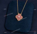 V C A Vintage Allhambra Rose Gold chain Necklace Pink Onyx Pendant